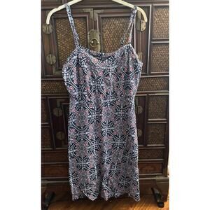 TORRID Women Sundress Short Blue Multicolor Medallion Print Adjustable Strappy 0